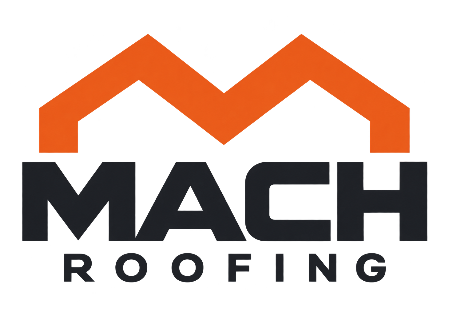 Mach Roofing orange double-peak roofline logo